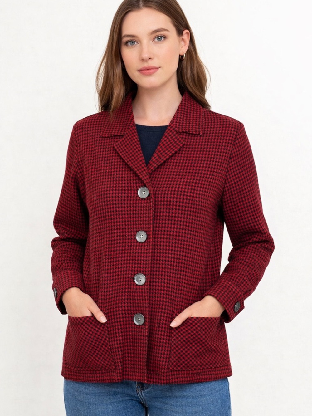 Pendleton Heritage Limited Edition Wool Jacket Red Black Houndstooth M
